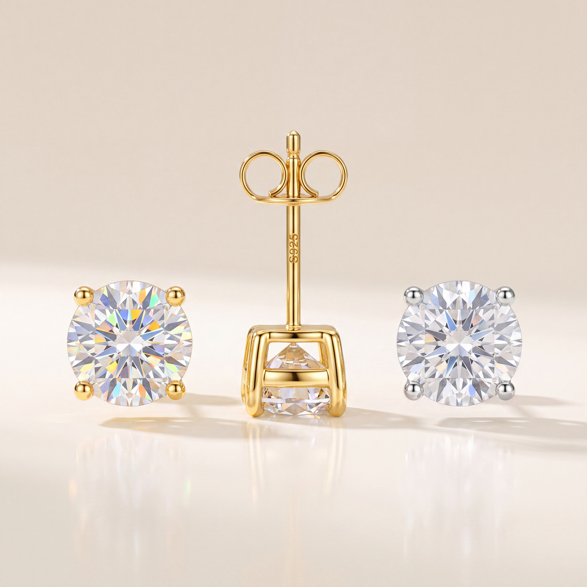 Moissanite 4-Claw Sharp Stud Earrings