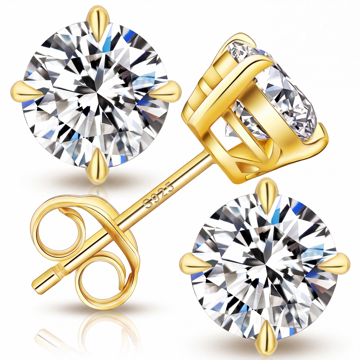 Moissanite 4-Claw Sharp Stud Earrings