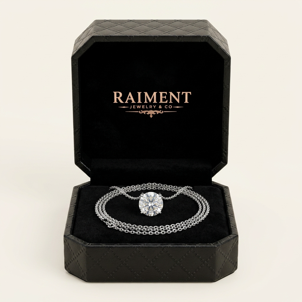 Moissanite Round Solitaire Pendant - in Raiment box