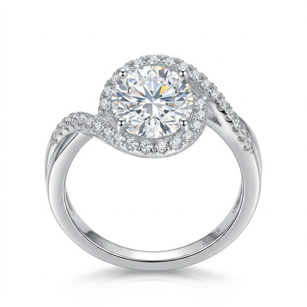 Moissanite Halo Solitaire Ring