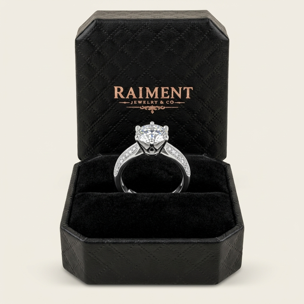 Moissanite Adjustable Pave Solitaire Ring - in Raiment box