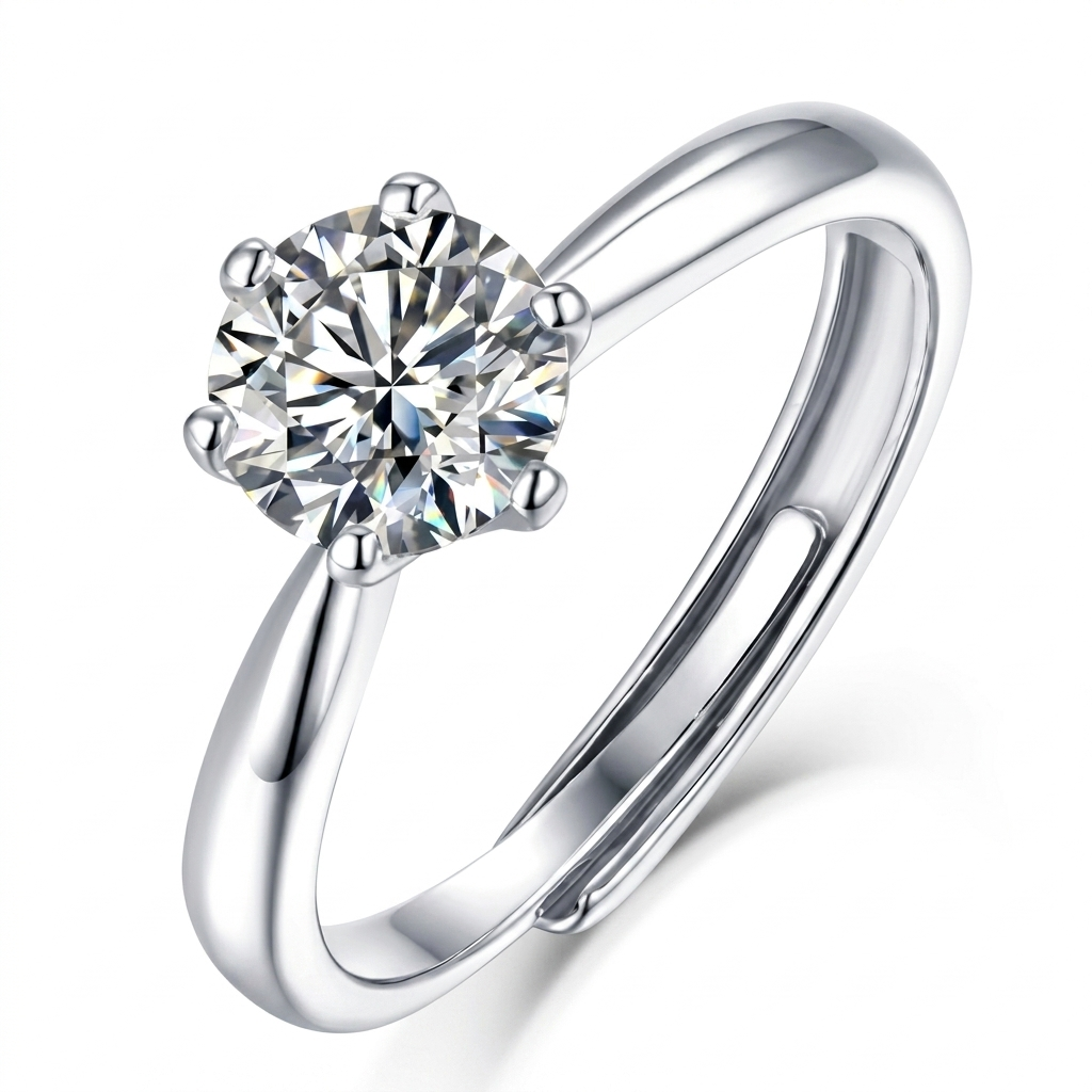 Moissanite Adjustable Solitaire Ring - hero on white