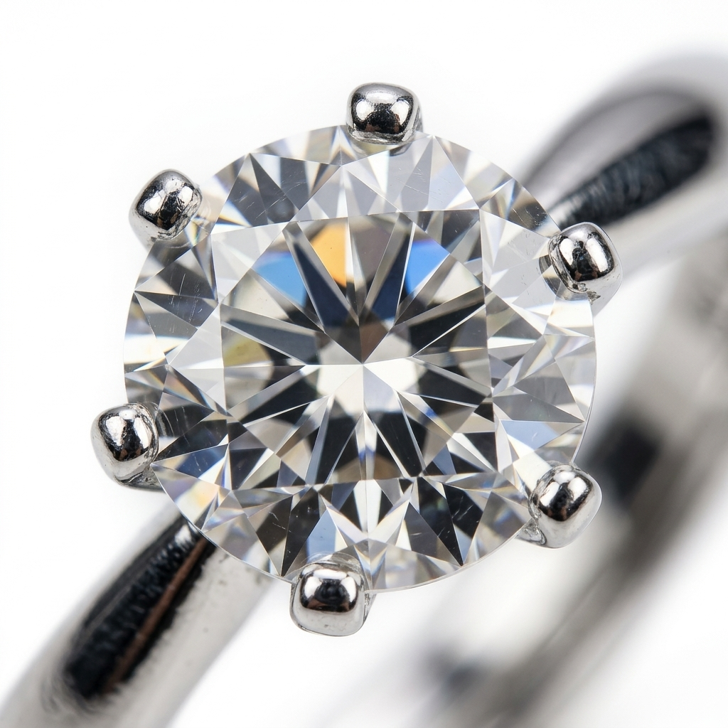 Moissanite Adjustable Solitaire Ring - stone macro