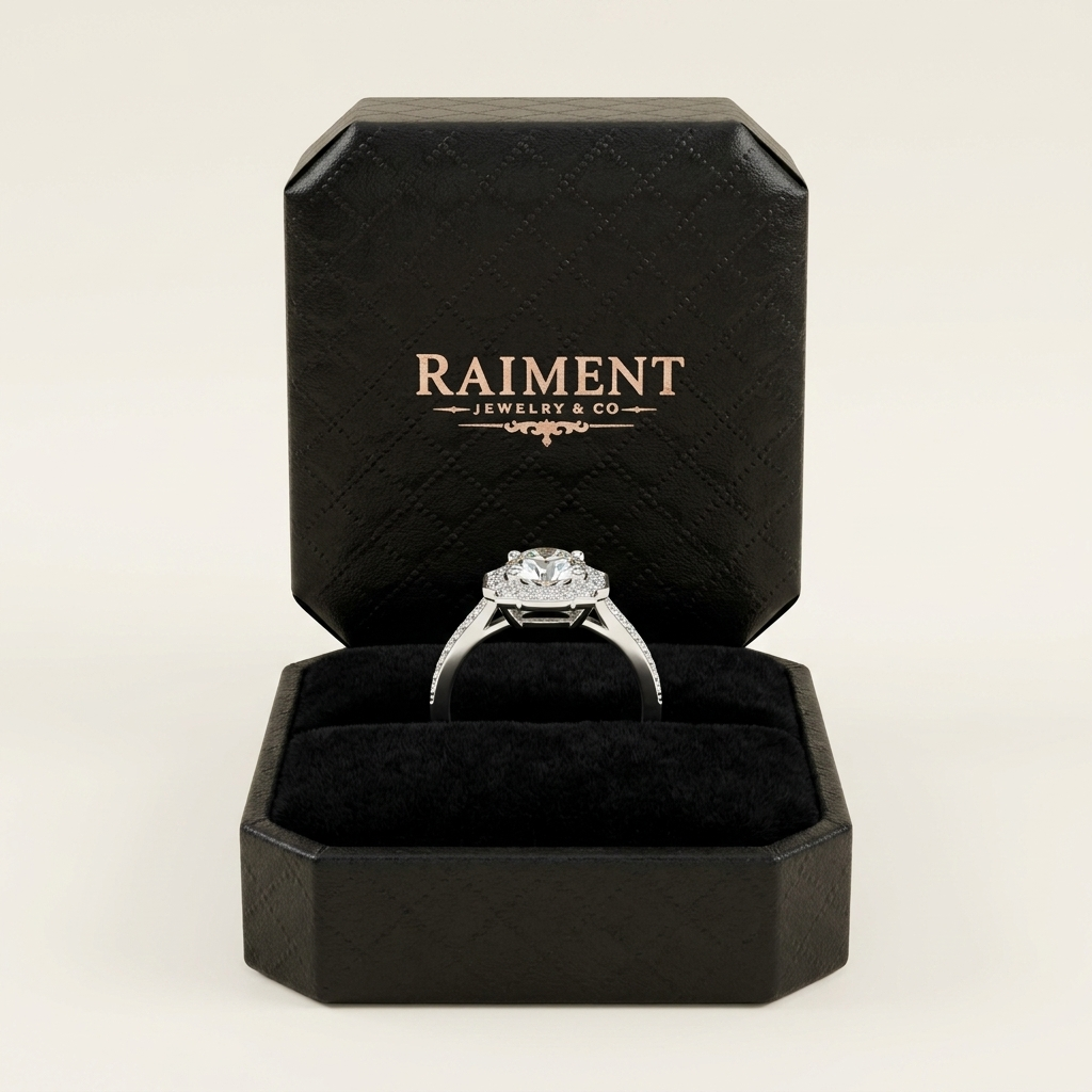 Moissanite Floral Halo Ring - in Raiment box