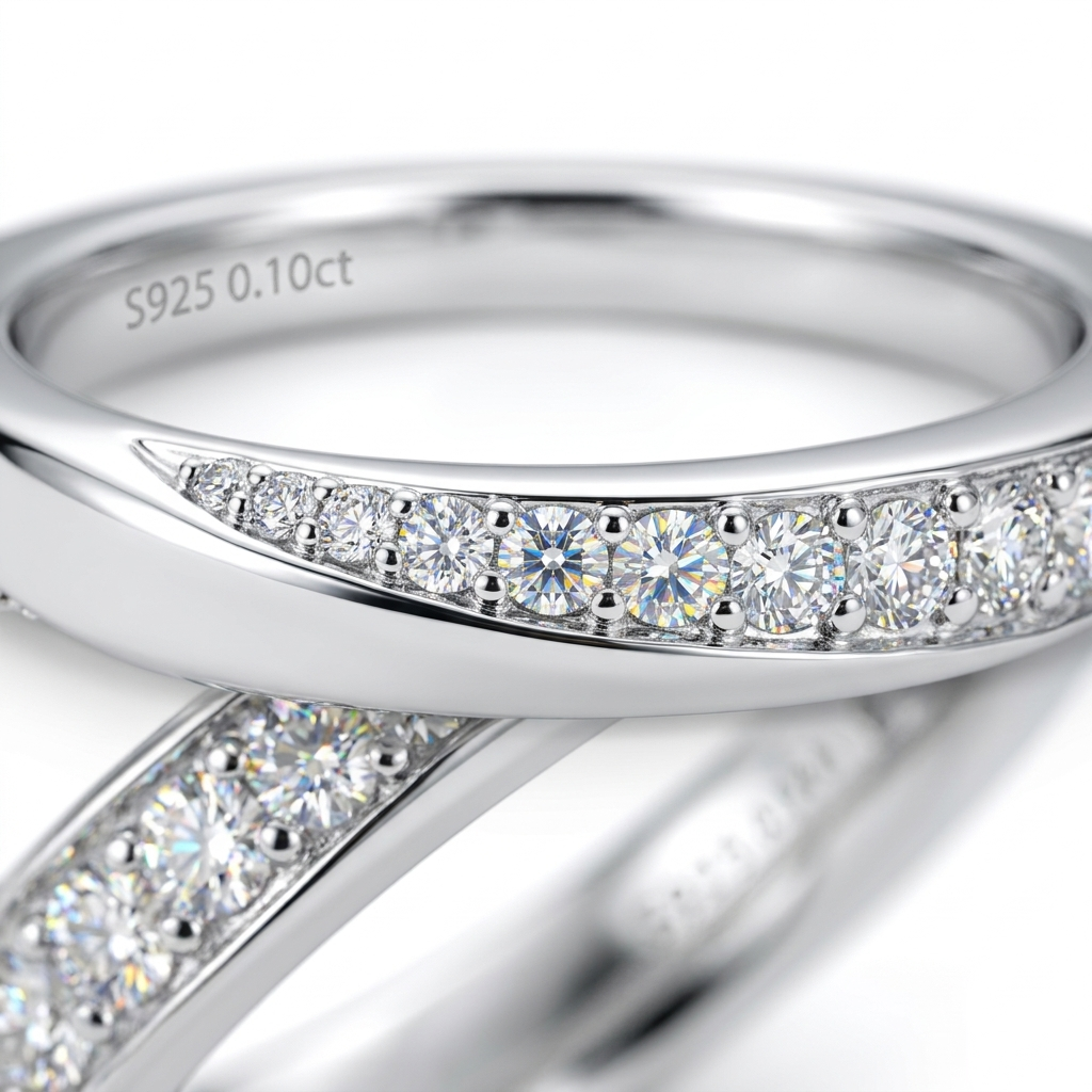 Moissanite Eternity Band Ring - stone macro