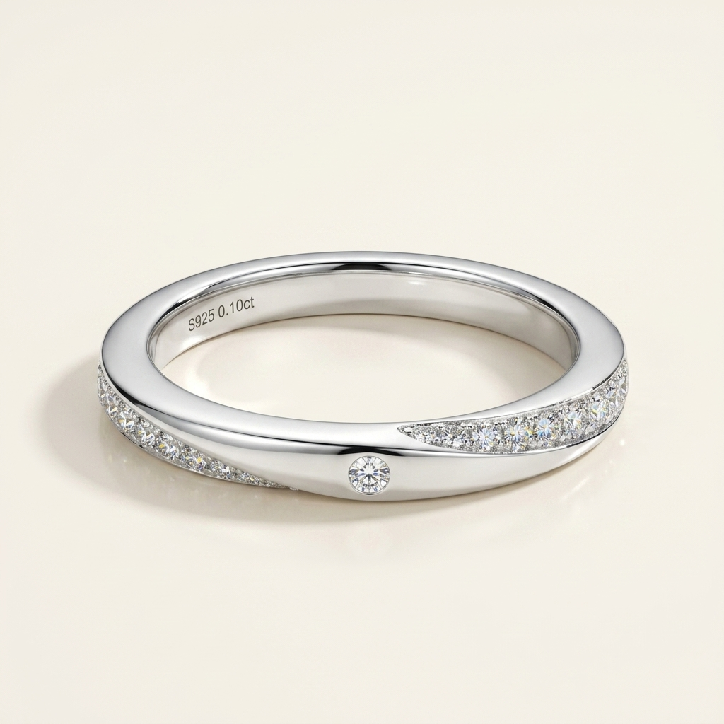 Moissanite Eternity Band Ring - beauty angle