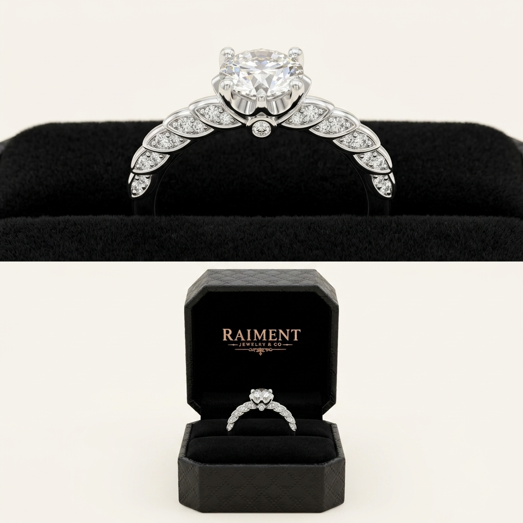 Moissanite Pave Solitaire Ring 1ct - in Raiment box