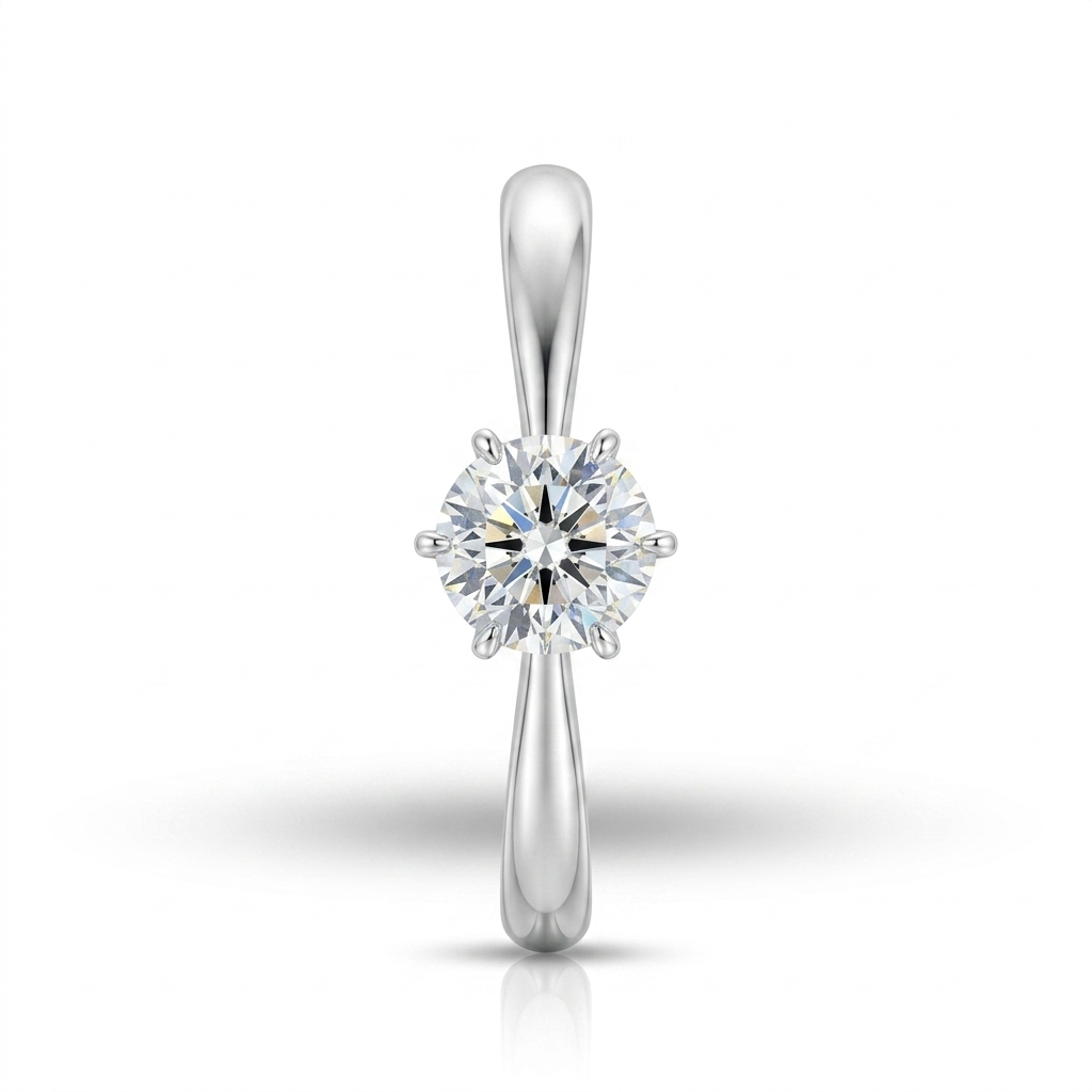 Moissanite 6-Claw Petite Solitaire Ring - hero on white