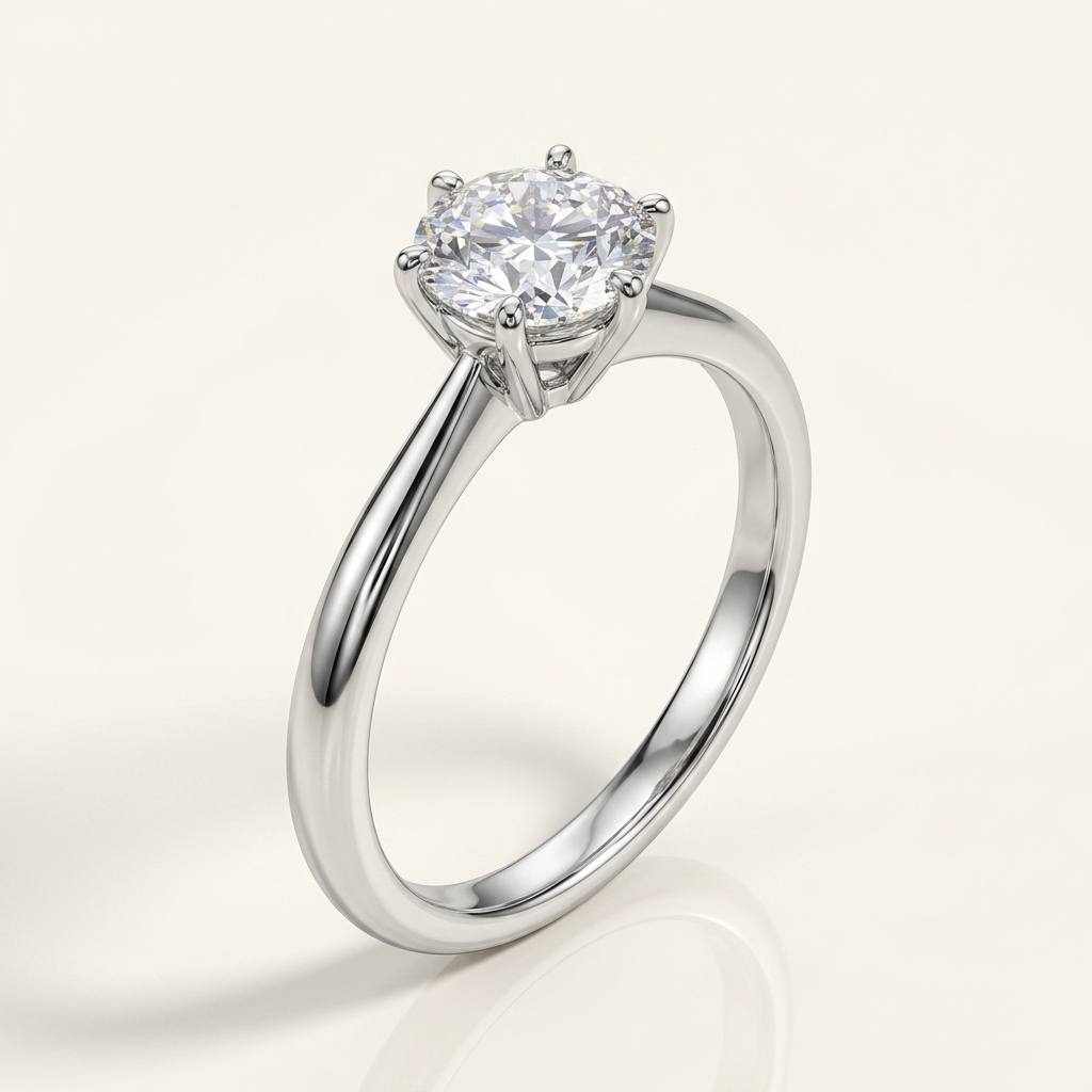 Moissanite 6-Claw Petite Solitaire Ring - beauty angle