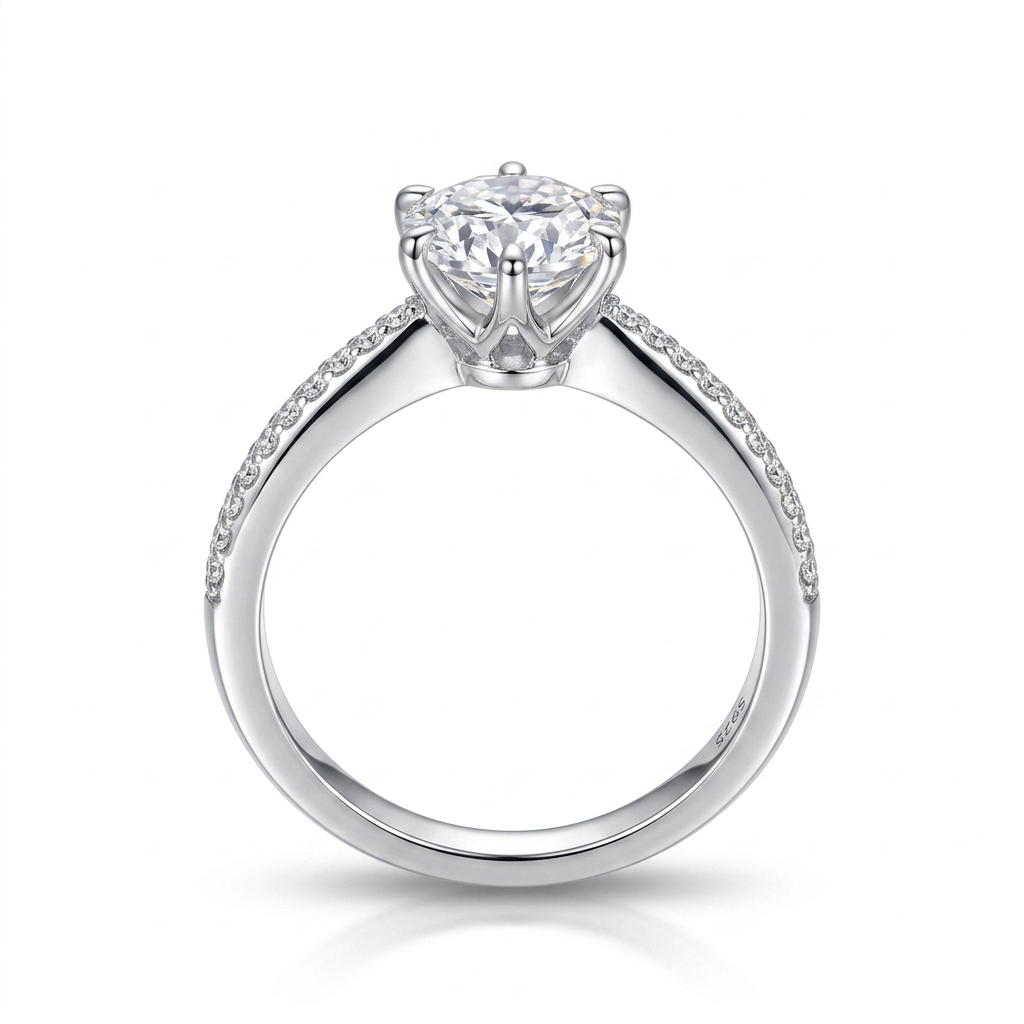 Moissanite 6-Claw Solitaire Ring - hero on white