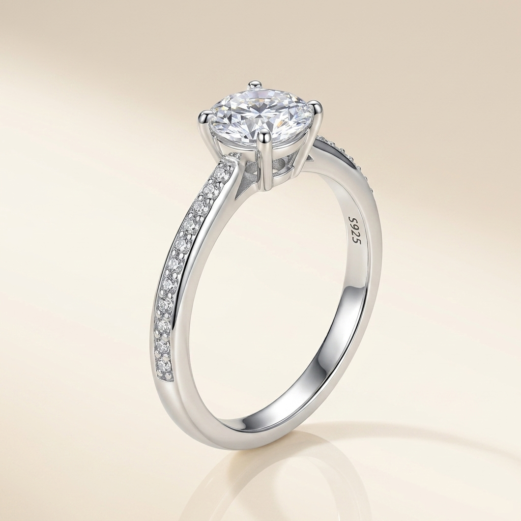 Moissanite 6-Claw Solitaire Ring - beauty angle
