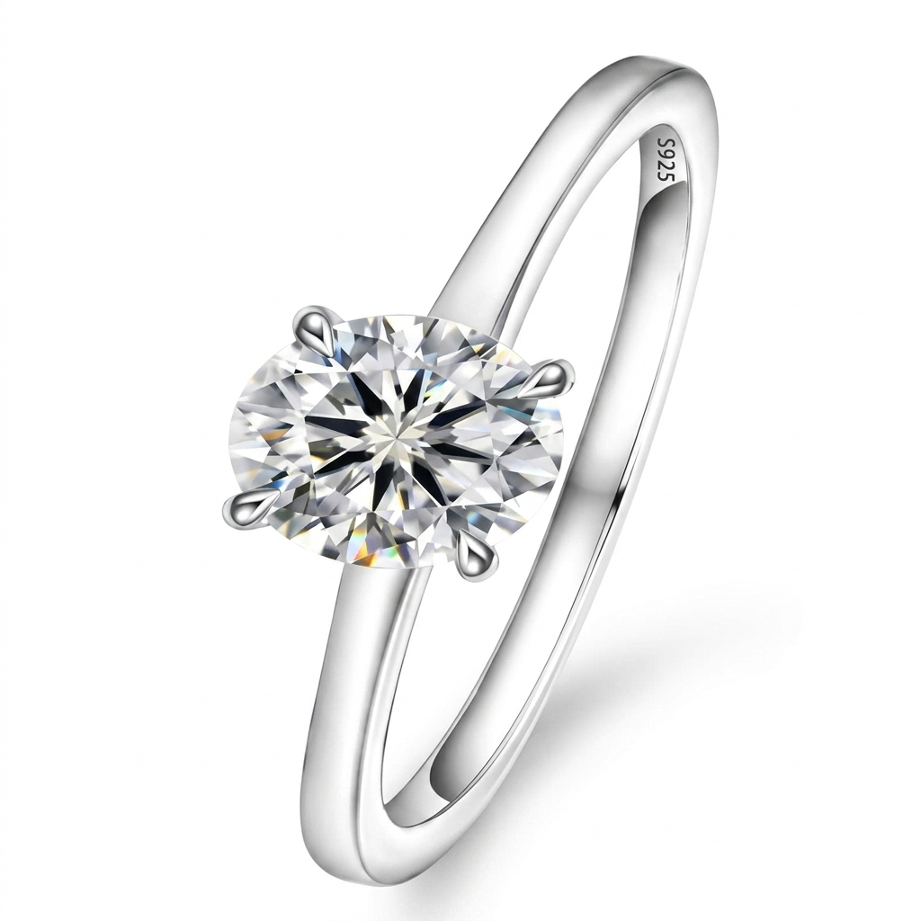 Moissanite 4-Claw Solitaire Ring - hero on white