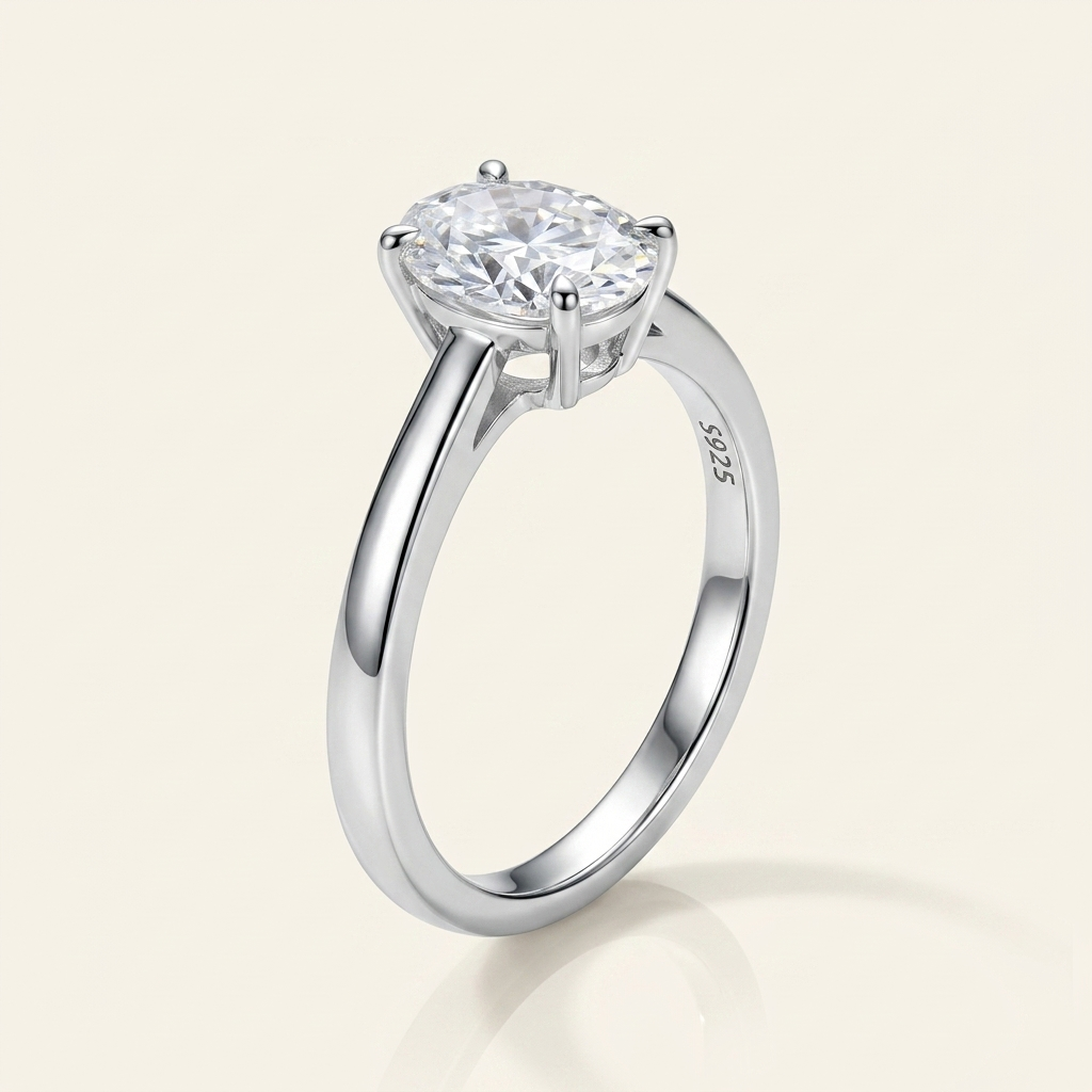 Moissanite 4-Claw Solitaire Ring - beauty angle
