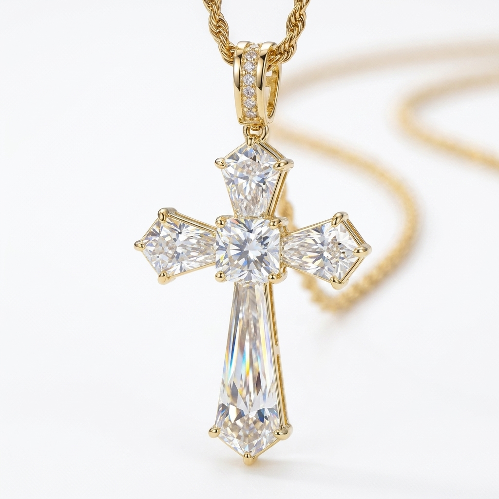 Large Moissanite Pendant - stone macro