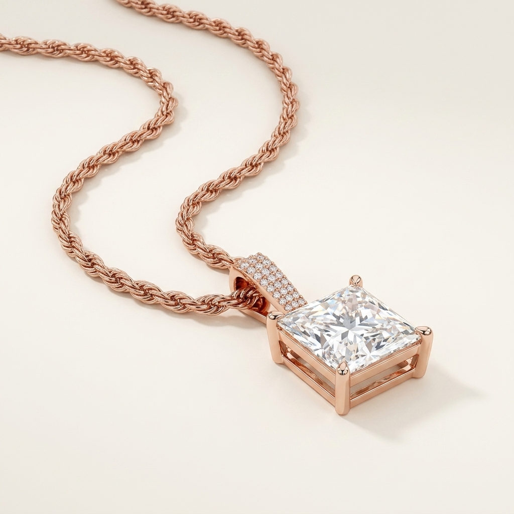 Square Moissanite Pendant - beauty drape