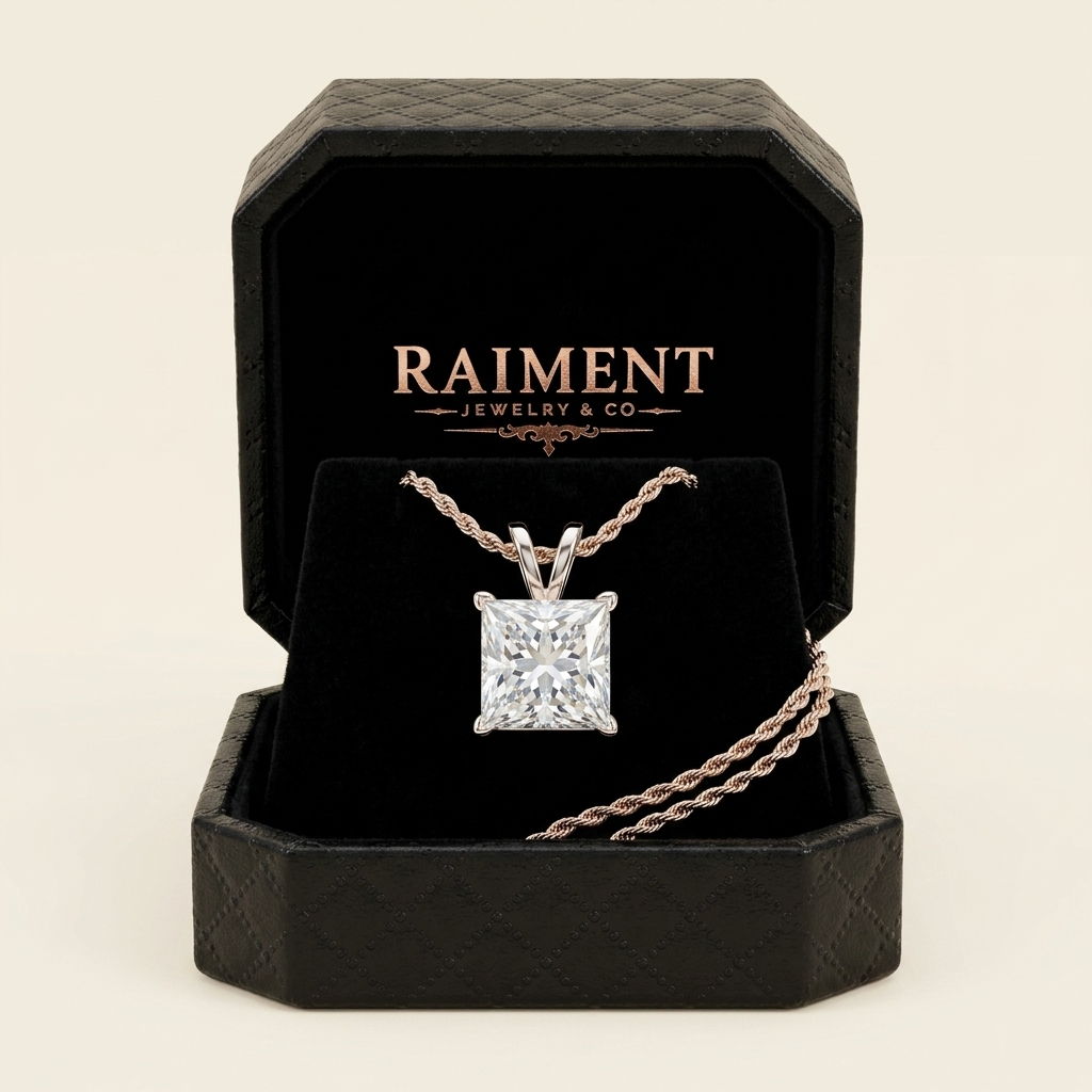 Square Moissanite Pendant - in Raiment box