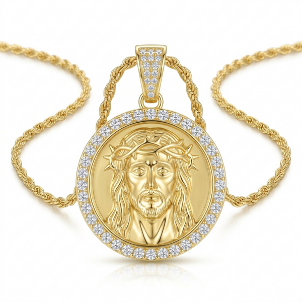 Jesus Face Moissanite Pendant