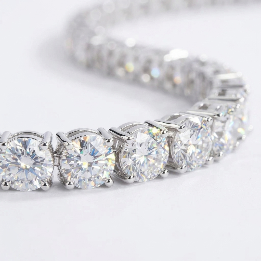 Moissanite Tennis Necklace - stone macro