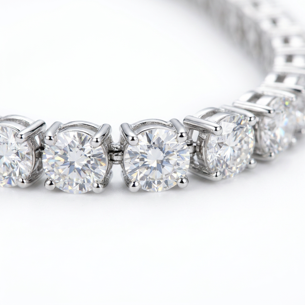 Moissanite Tennis Bracelet - stone macro