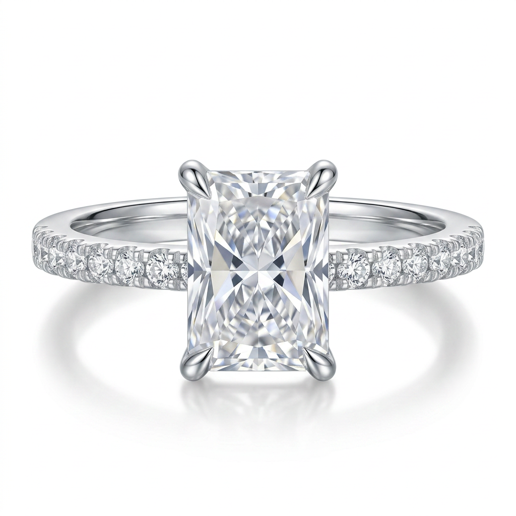 Moissanite Radiant Solitaire Ring 5x7mm - hero on white