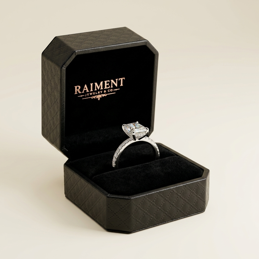 Moissanite Radiant Solitaire Ring - in Raiment box