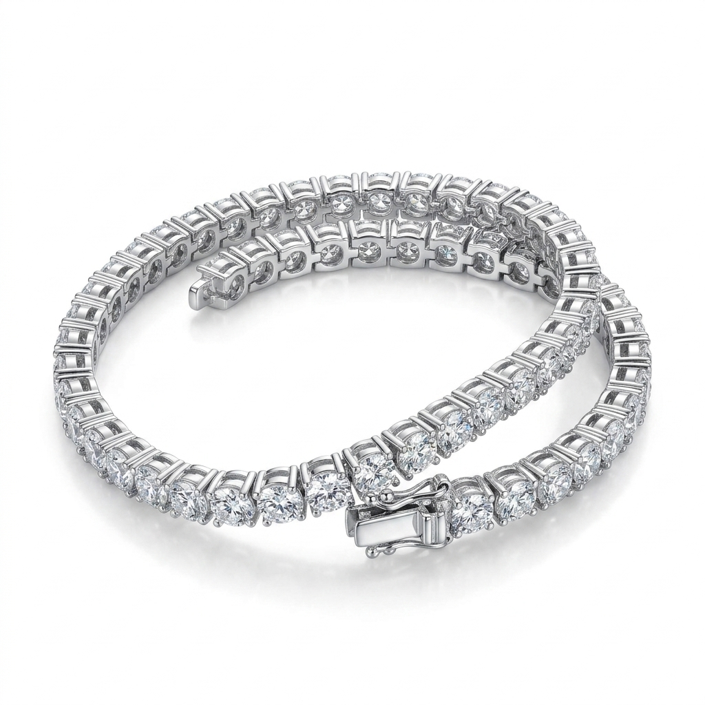 Moissanite tennis bracelet 2mm in S925 sterling silver, Raiment Jewelry & Co.