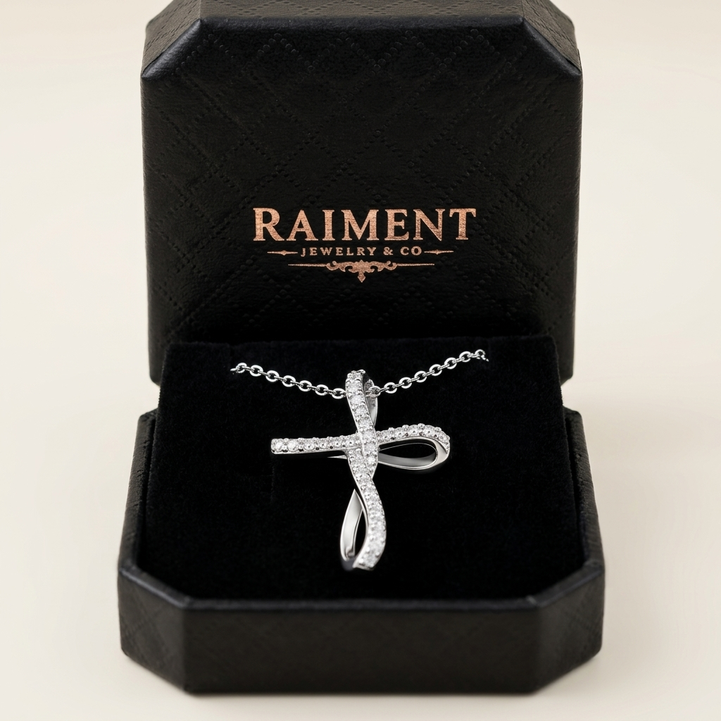 Moissanite Cross Pendant - in Raiment box