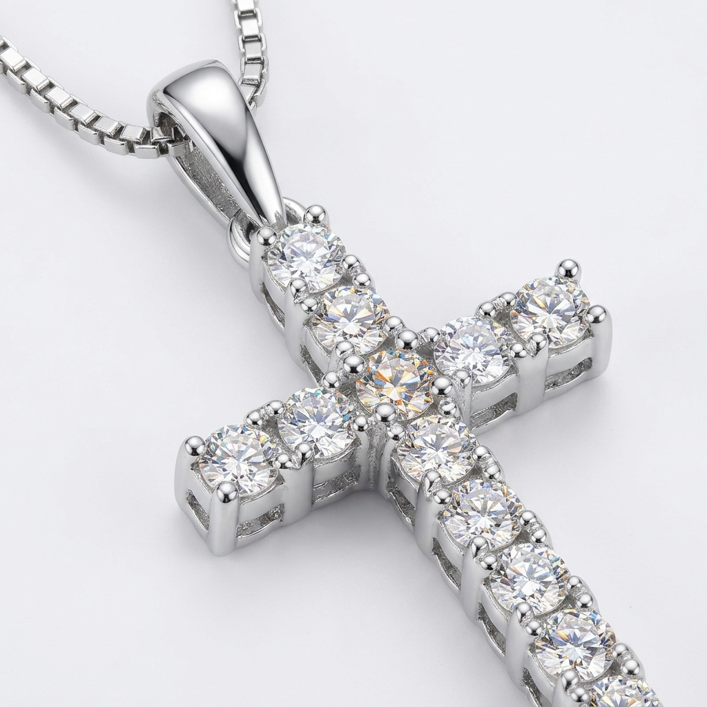 Moissanite Pendant 10ct - stone macro