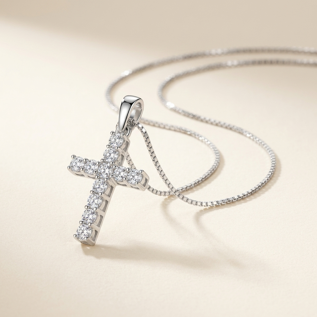 Moissanite Pendant 10ct - beauty on cream