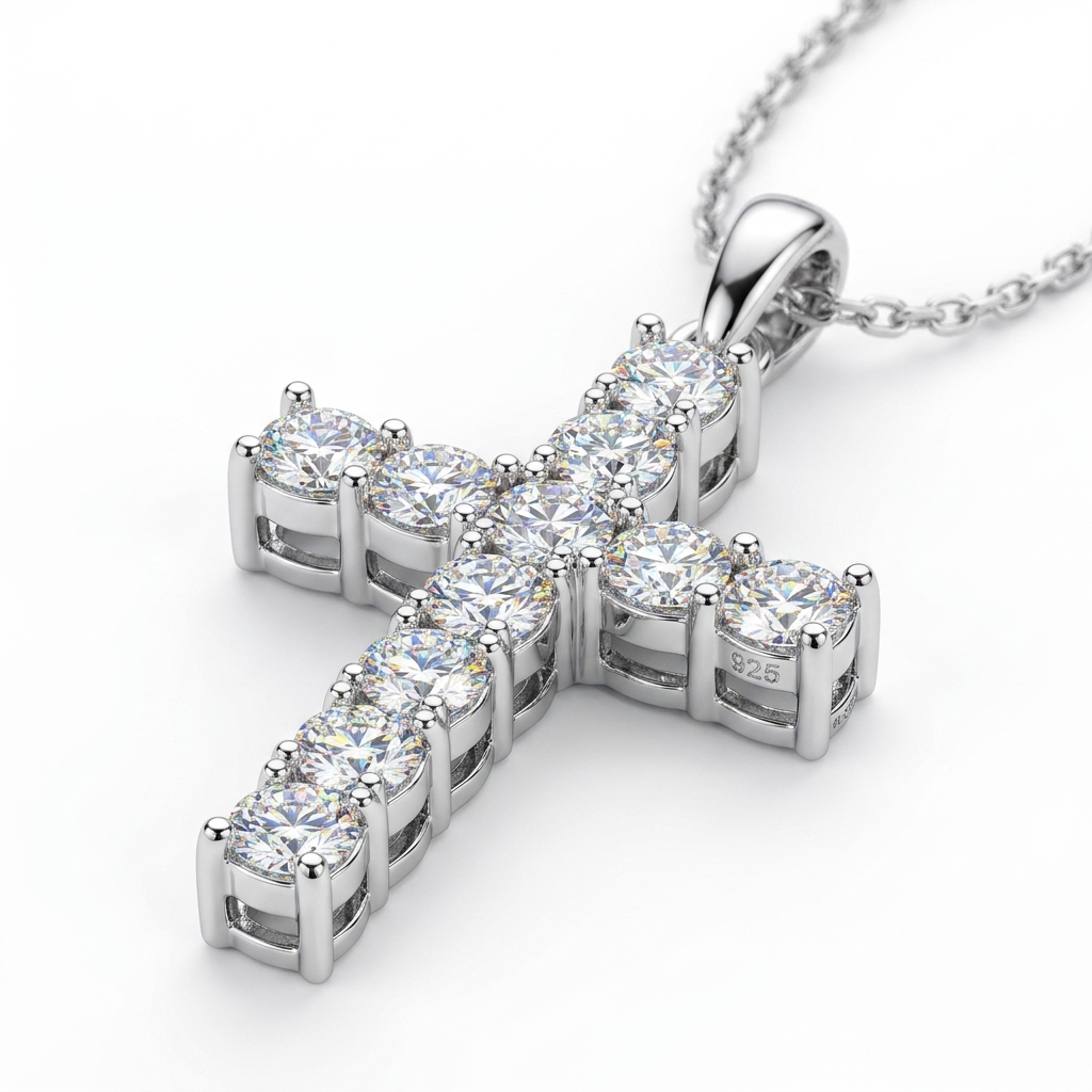 Moissanite Solitaire Pendant 70ct - stone macro