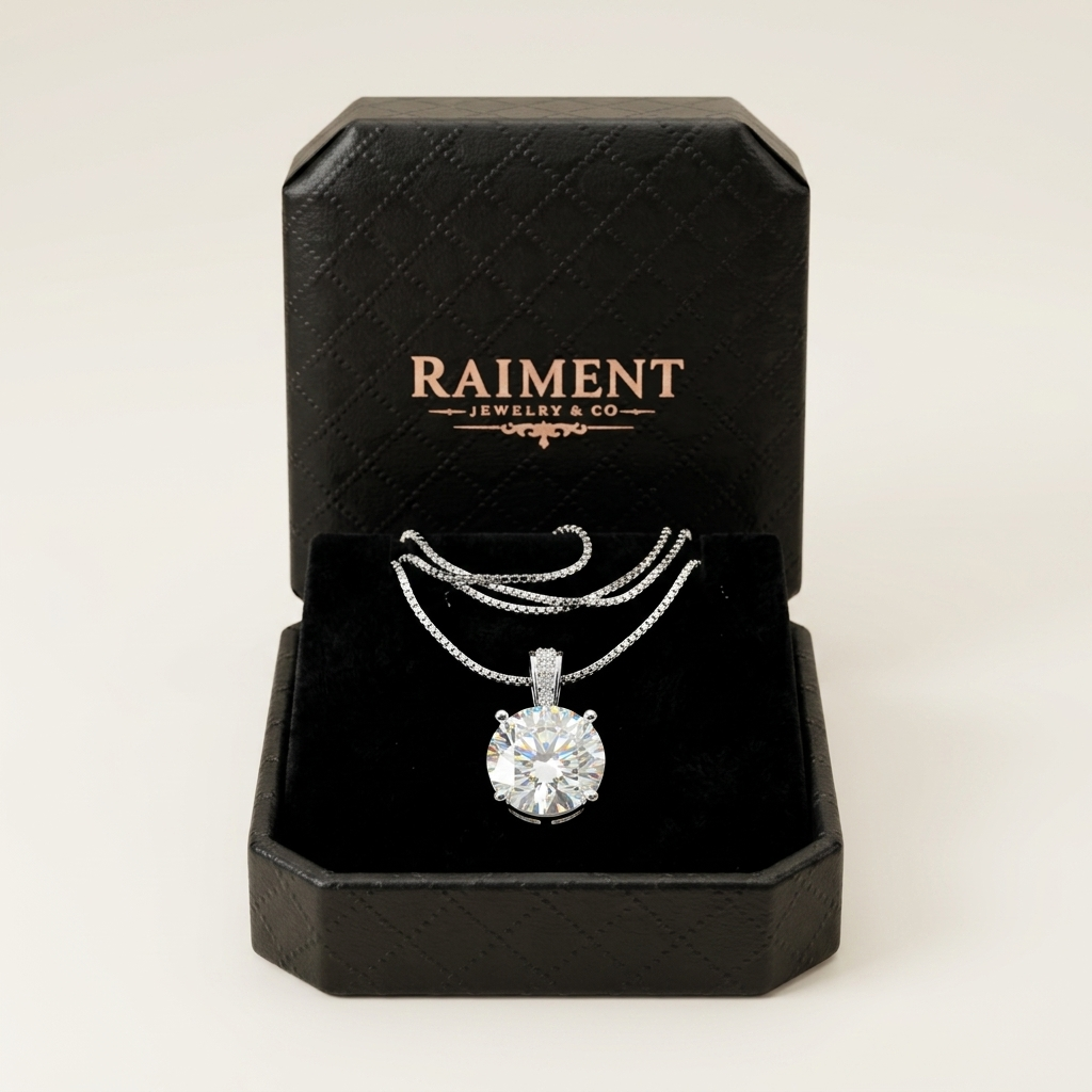 Moissanite Solitaire Pendant 70ct - in Raiment box