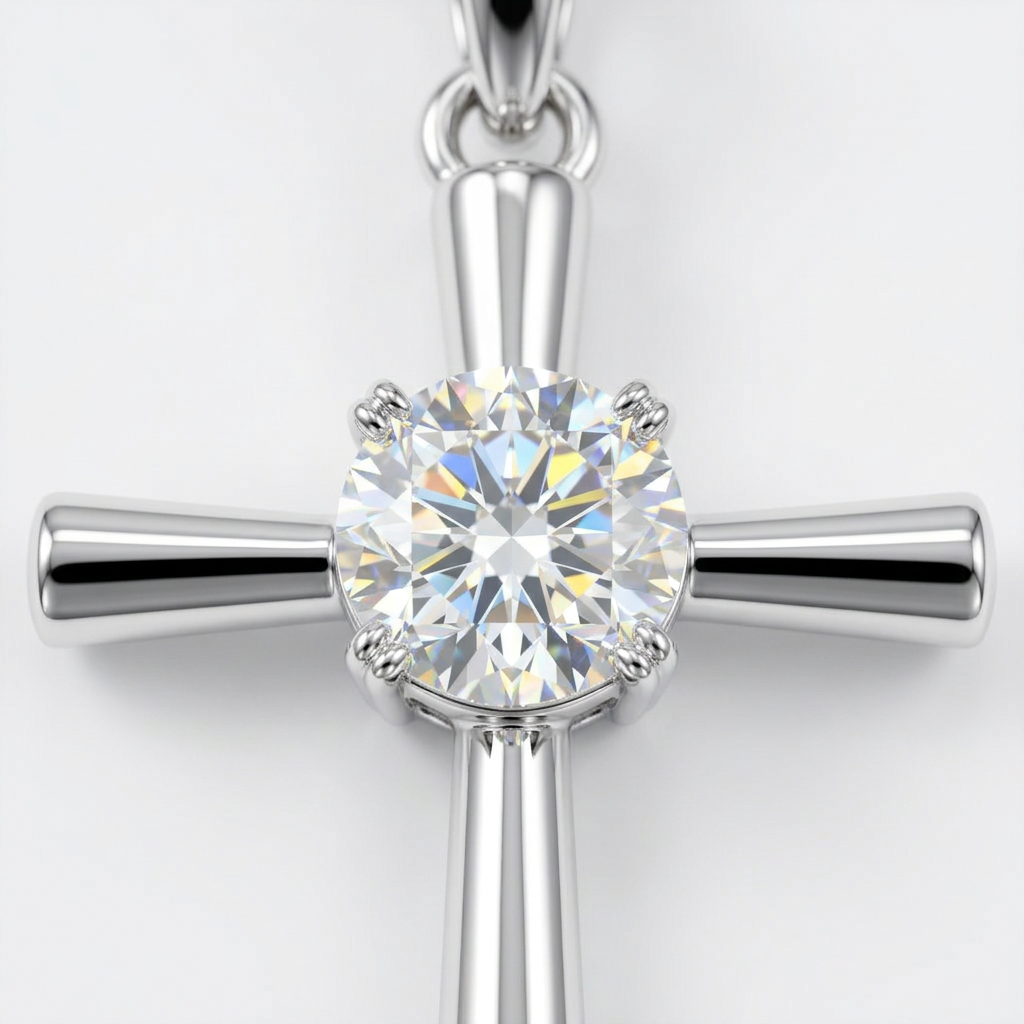 Moissanite Round Pendant 30ct - stone macro