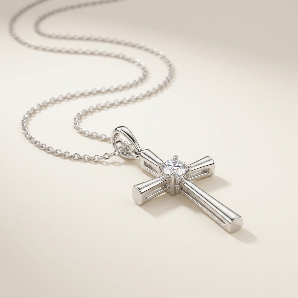 Moissanite Round Pendant 30ct - beauty on cream