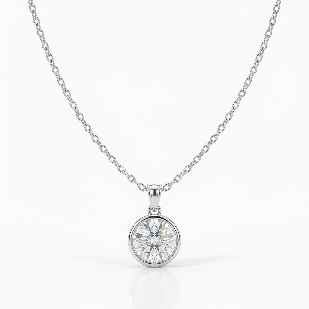 Moissanite Bezel Pendant - hero on white
