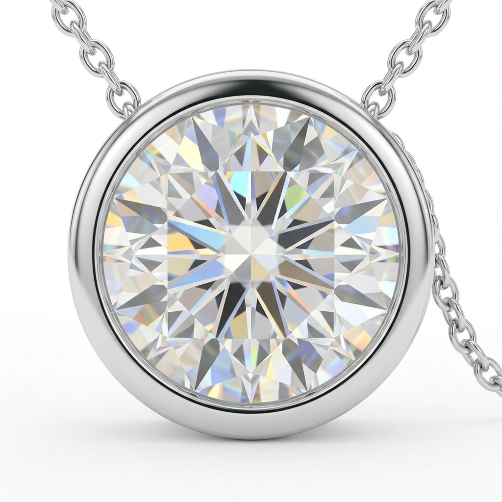 Moissanite Bezel Pendant - stone macro