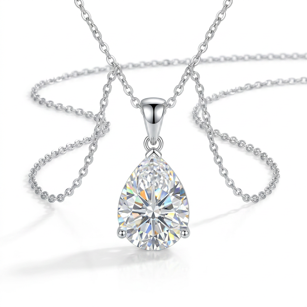 Moissanite Pear Pendant - hero on white