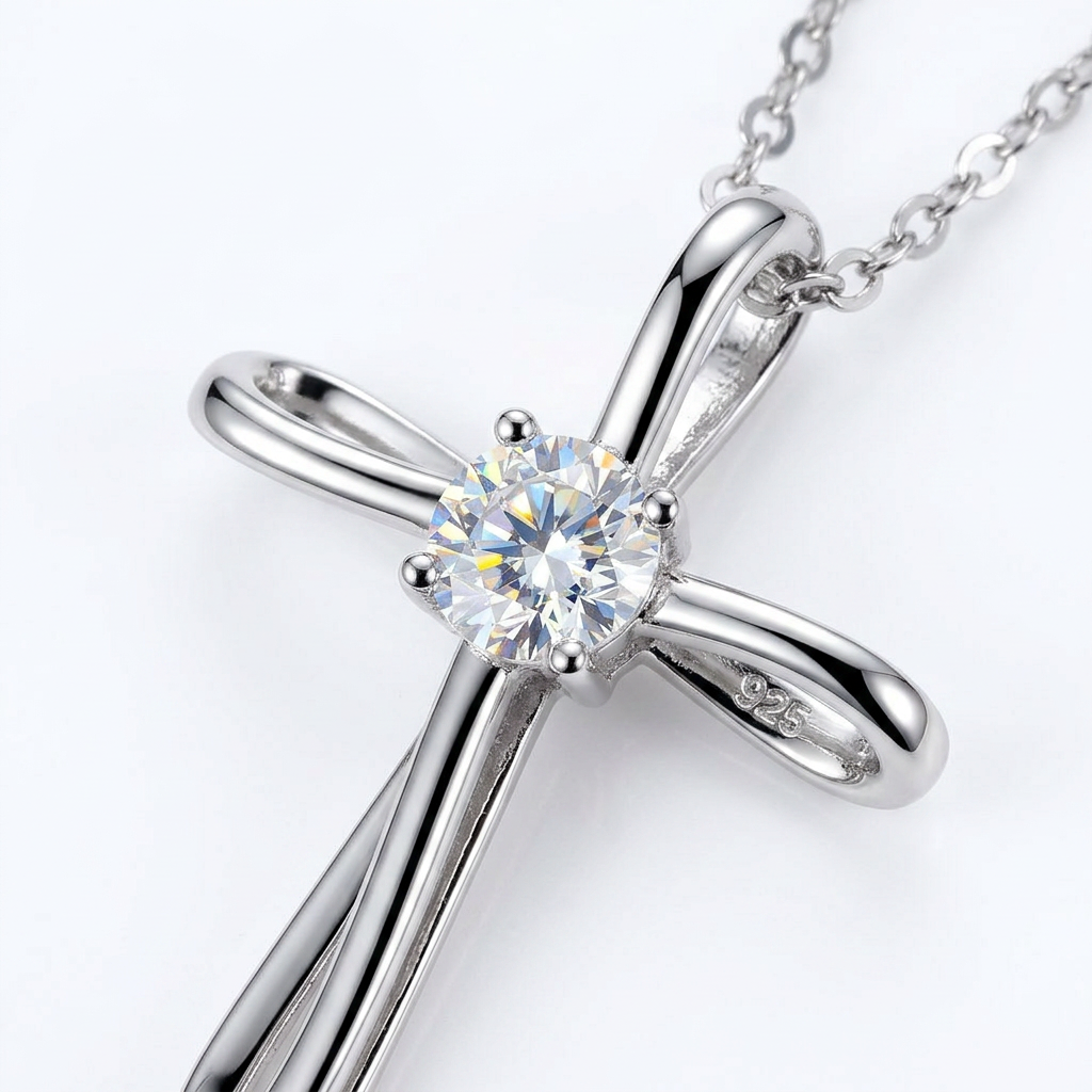 Moissanite Pear Pendant - stone macro