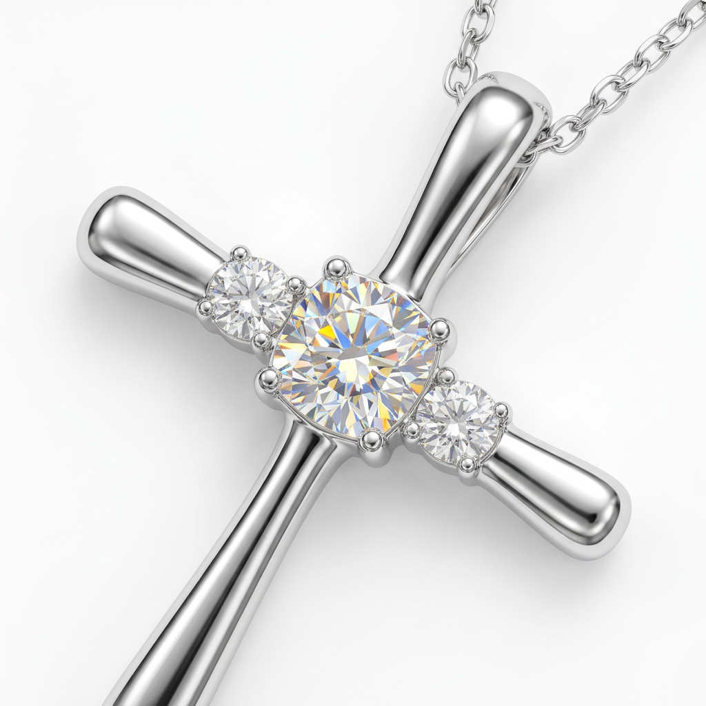 Moissanite Cushion Pendant - stone macro