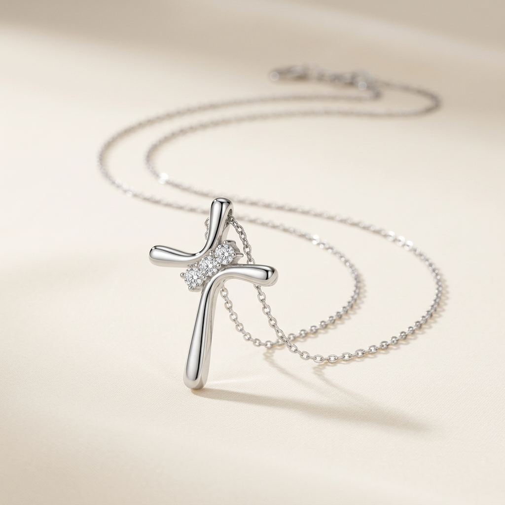 Moissanite Cushion Pendant - beauty on cream