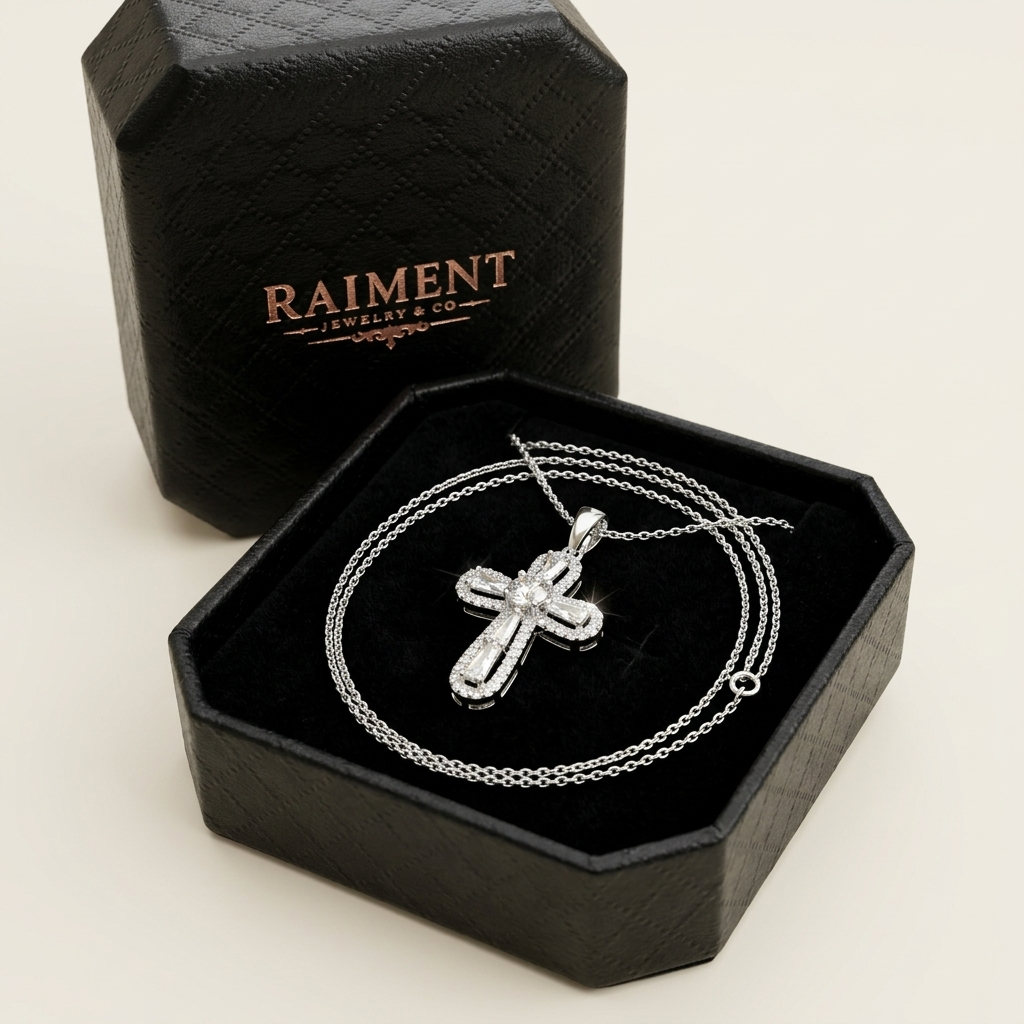 Moissanite Halo Pendant - in Raiment box