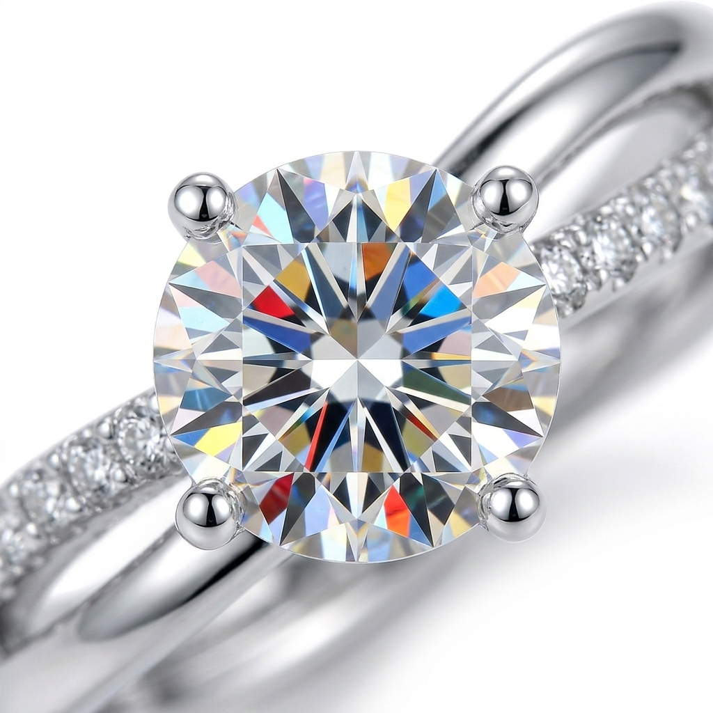 Oval Solitaire Ring - stone macro