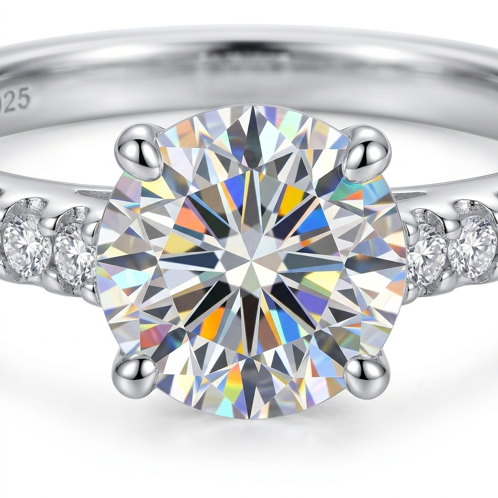 Round Solitaire Ring - stone macro