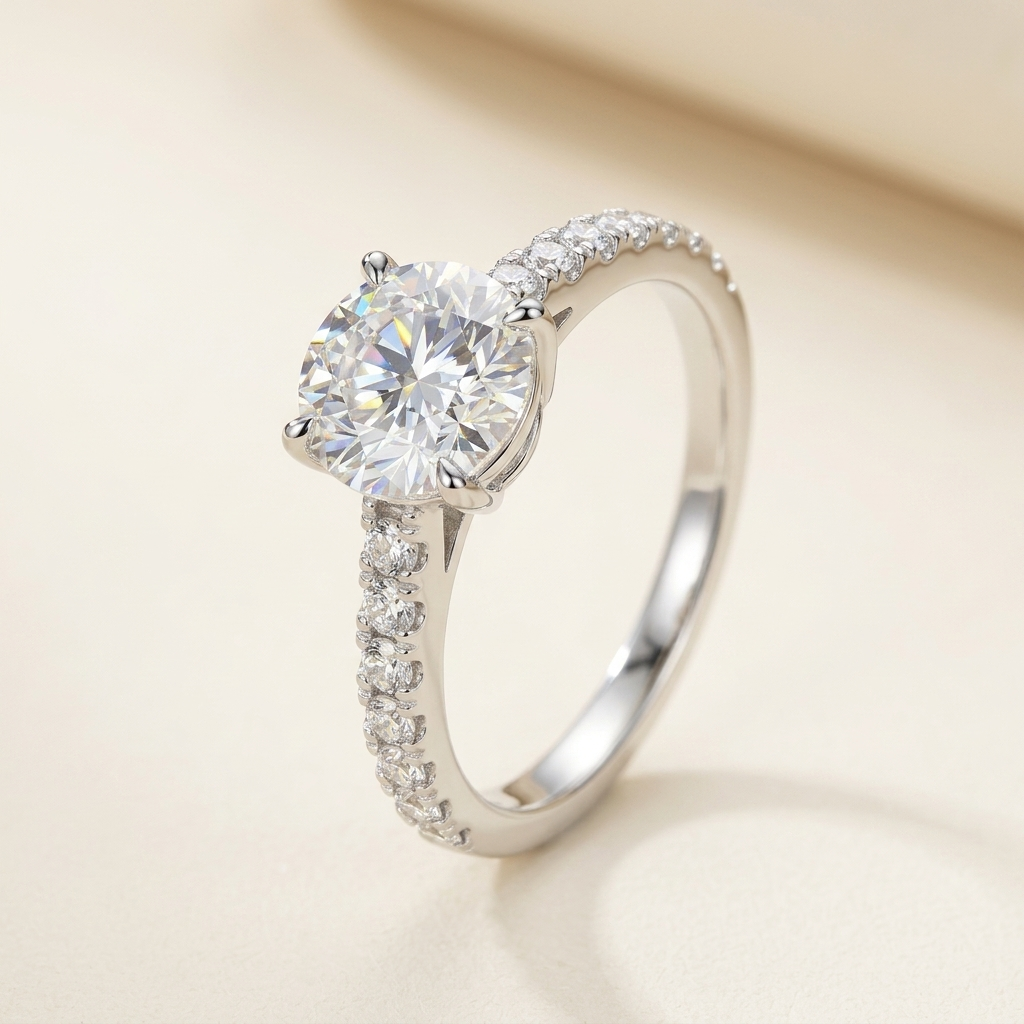Round Solitaire Ring - beauty on cream