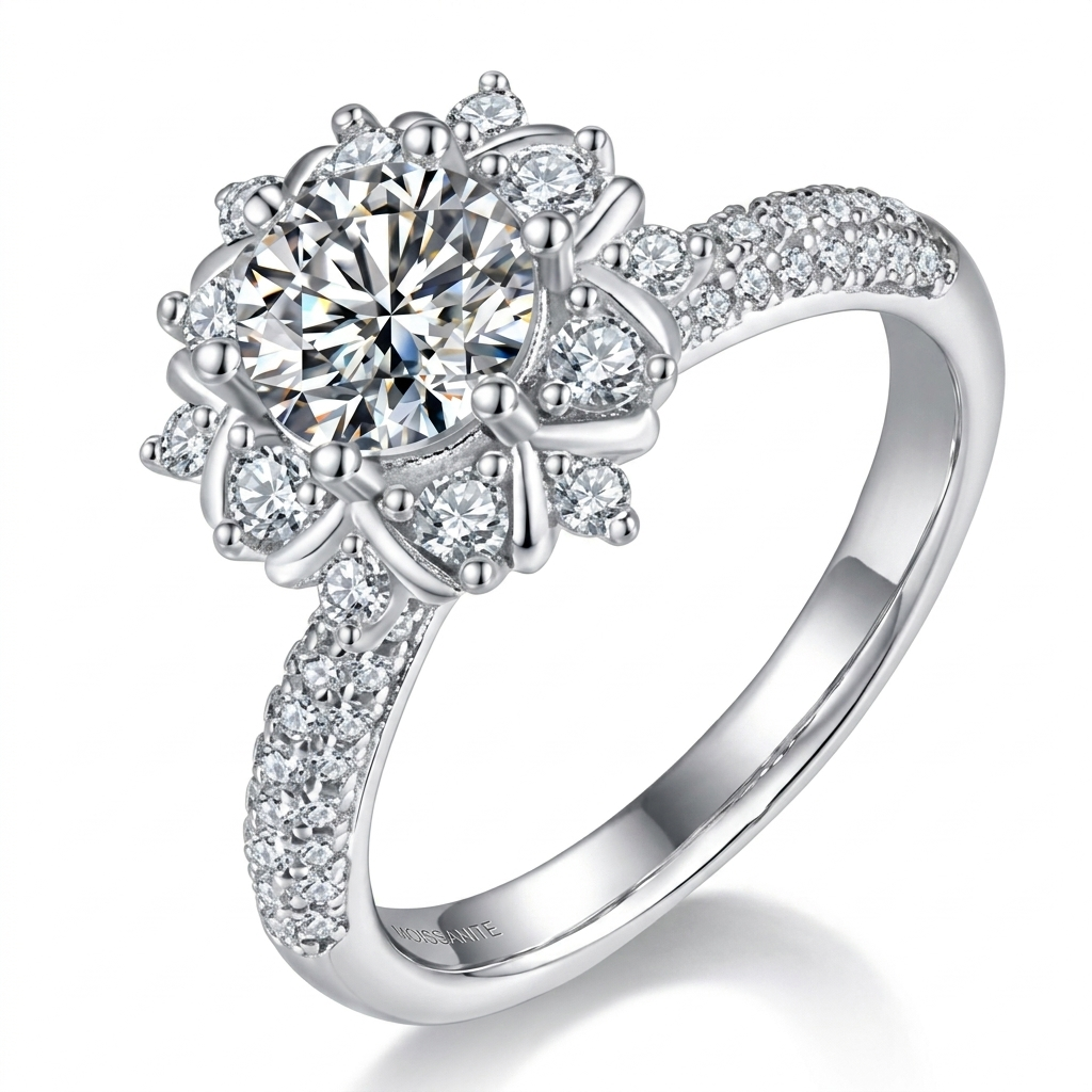 Round Halo Moissanite Ring - hero