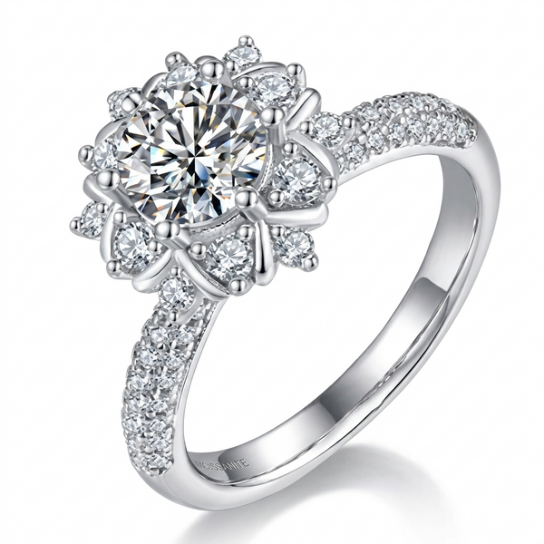Moissanite Round Halo Ring