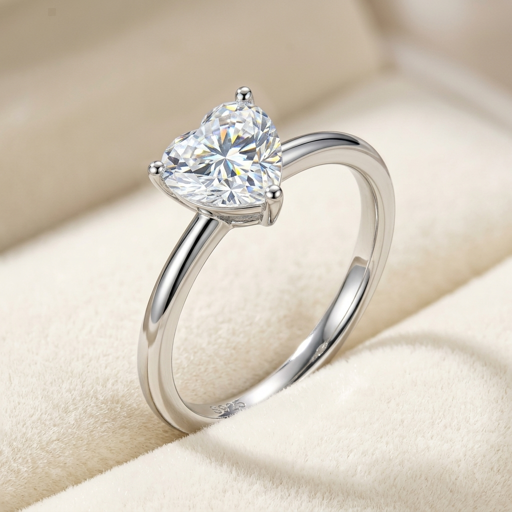 Bypass Solitaire Ring - beauty on cream