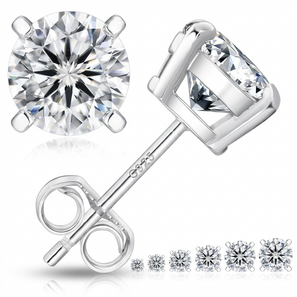 Moissanite 4-Claw Square Stud Earrings