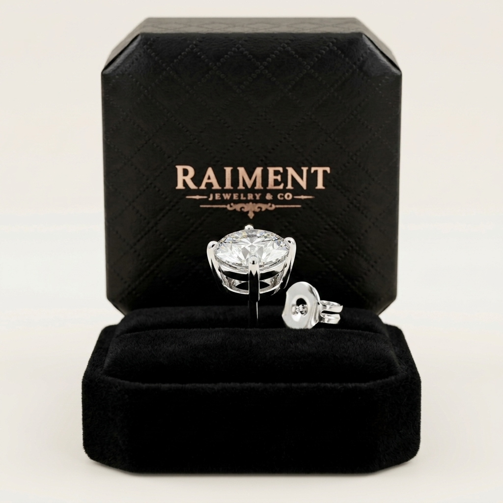 Moissanite 4-Claw Square Stud Earrings - in Raiment box