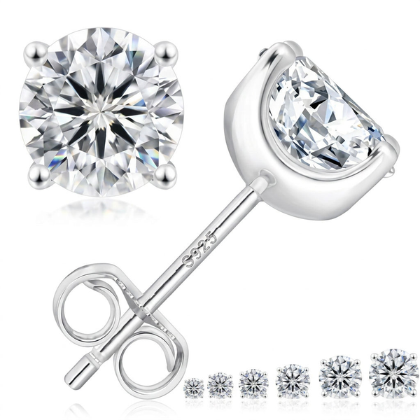 Moissanite Martini Round Stud Earrings