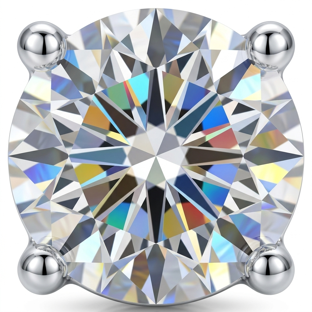 Moissanite Martini Round Stud Earrings - stone macro